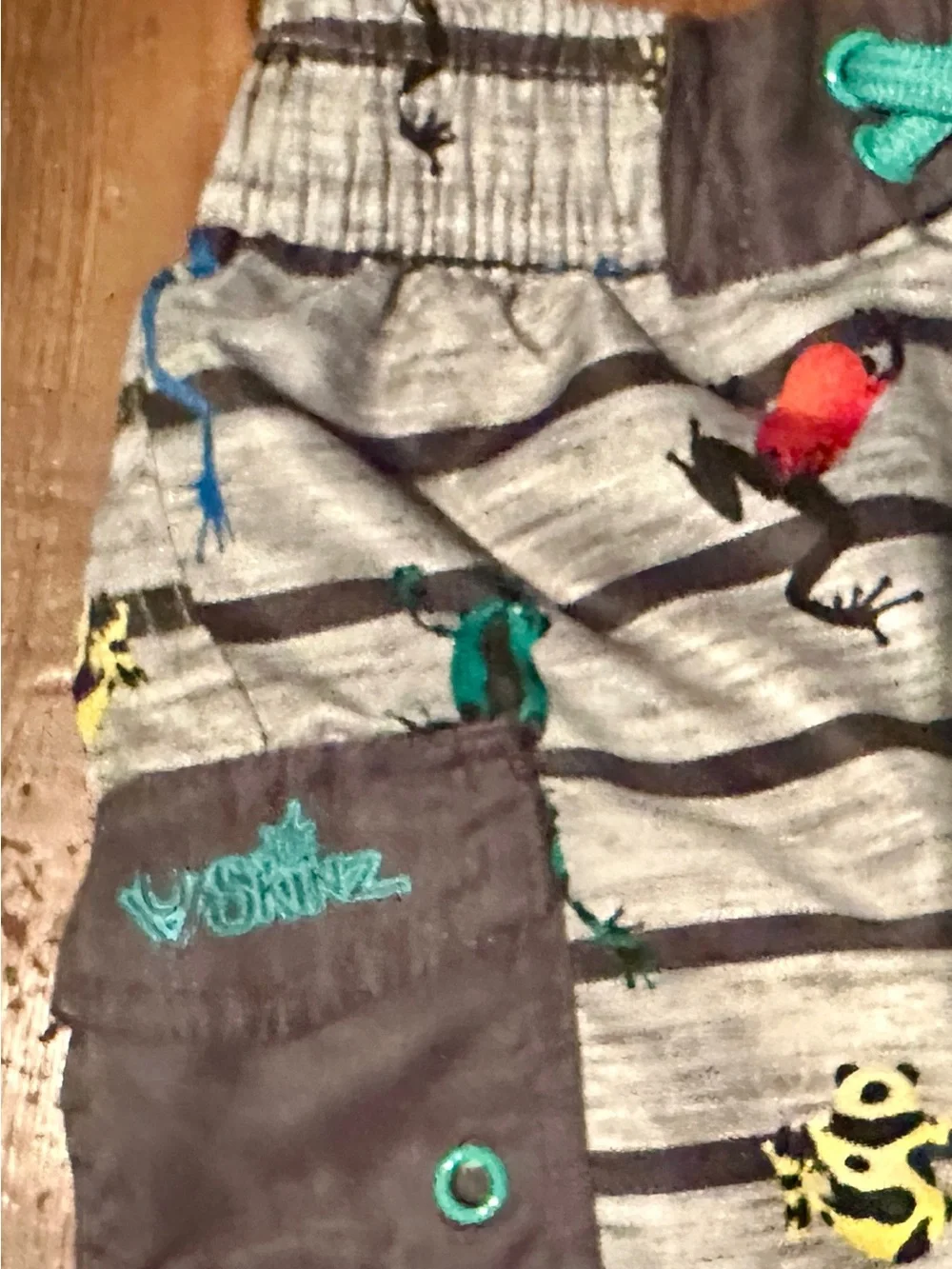 3, Toddler swim trunks, Sz 12 mo to 18 mo Frogs, Dinosaur, Crabs designs on each